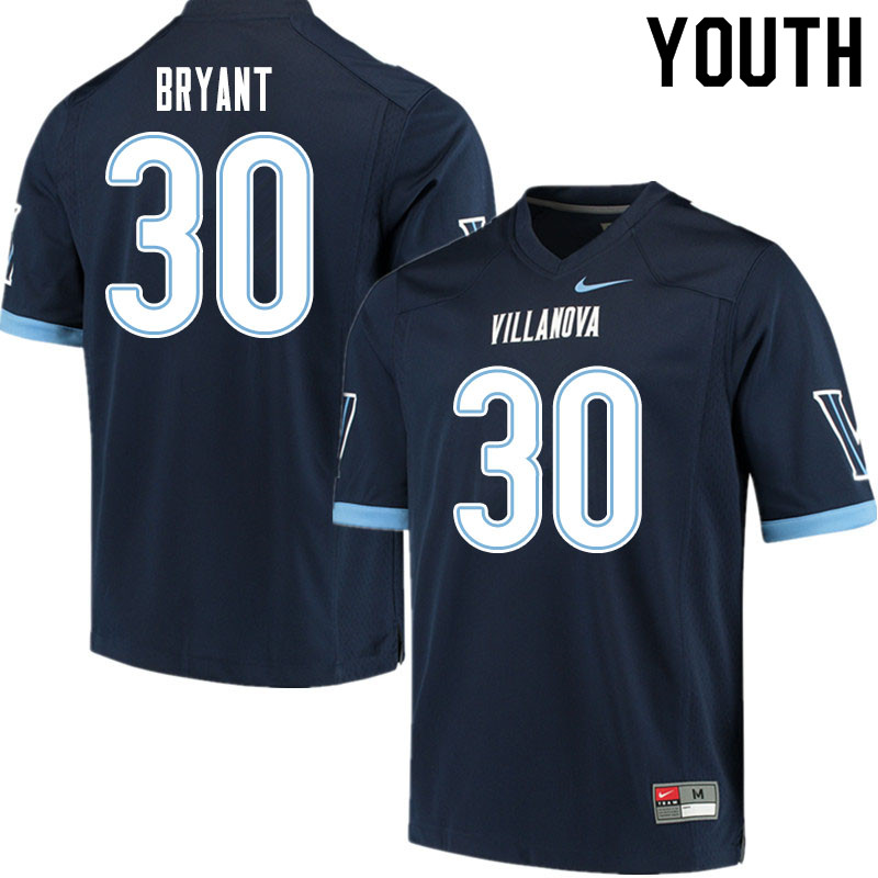 Youth #30 Dapree Bryant Villanova Wildcats College Football Jerseys Sale-Navy